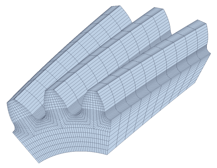 Hexahedral mesh of a helical gear sector